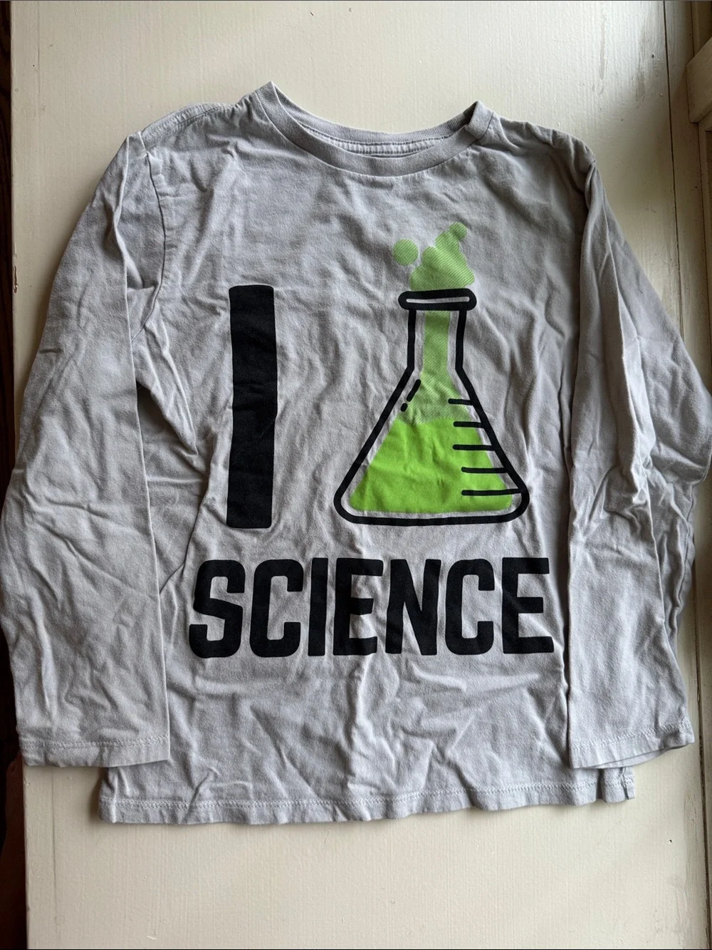The Children's Place Gray Long-Sleeve 'I Science' Tee with Neon Green Beaker